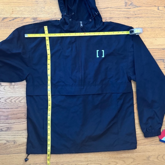 SOLIDCORE x CHAMPION BNWT Half-Zip Rain Poncho w/Hood in Black White Size S - Picture 6 of 9